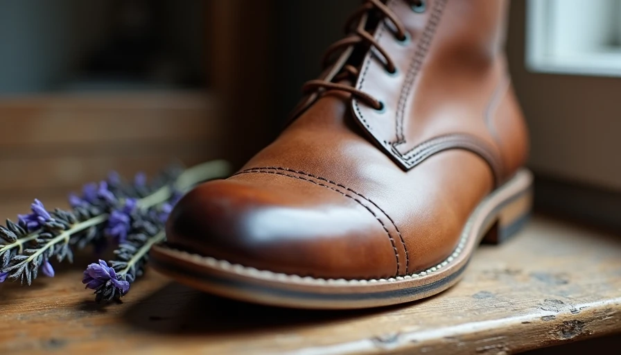 Close-up of a well-worn vegetable-tanned leather ankle boot sole showing quality construction and natural aging