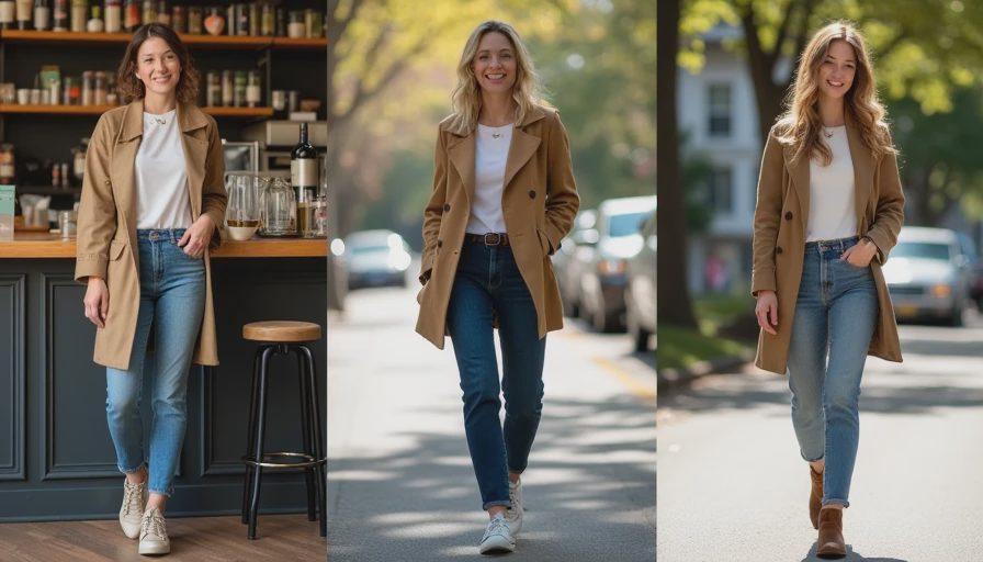 How the same formula pieces transform across three different outfit variations and contexts