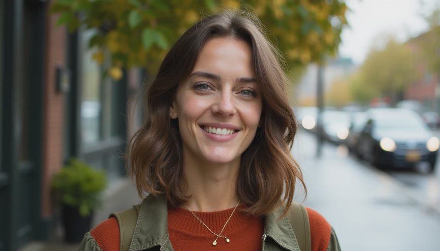 What sustainable dressing looks like with a genuine point of view — rust, olive, and natural fabrics on a real Portland street